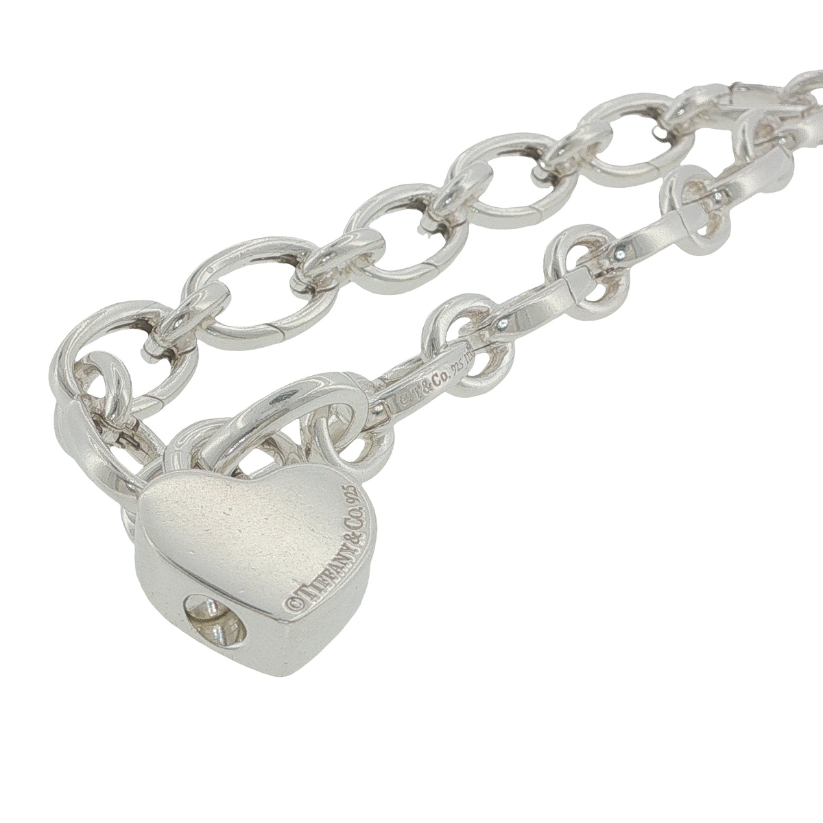 Pre-Loved Tiffany & Co & Silver Heart Padlock Link Bracelet