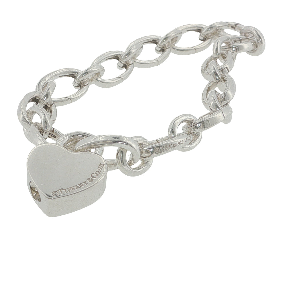 Pre-Loved Tiffany & Co & Silver Heart Padlock Link Bracelet