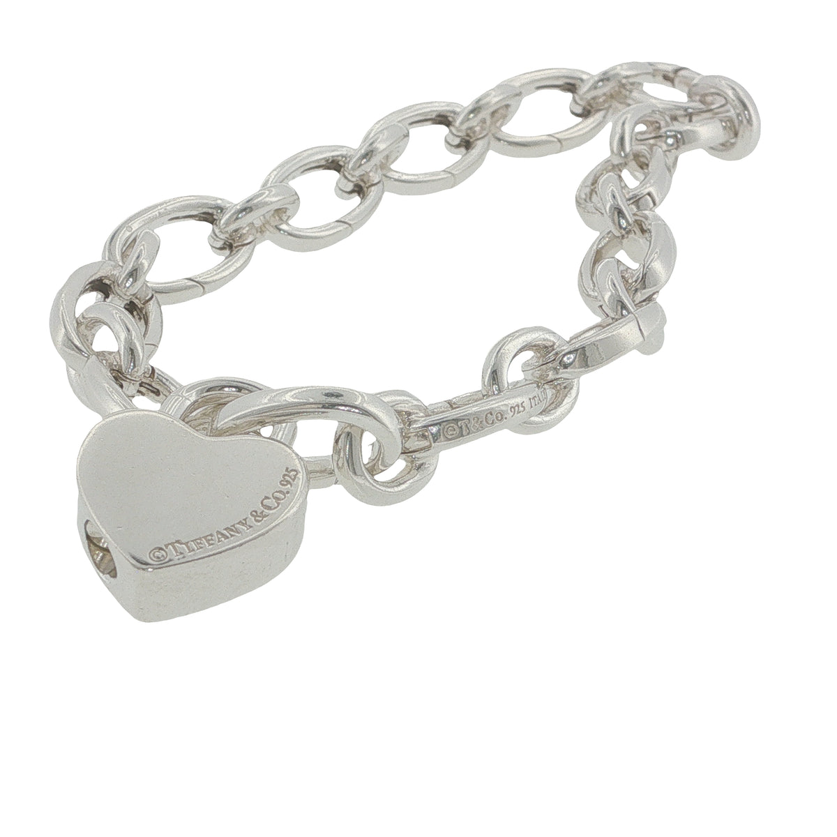 Pre-Loved Tiffany & Co & Silver Heart Padlock Link Bracelet