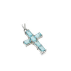 Pre-Loved Sterling Silver Blue Topaz Baguette Cross Pendant