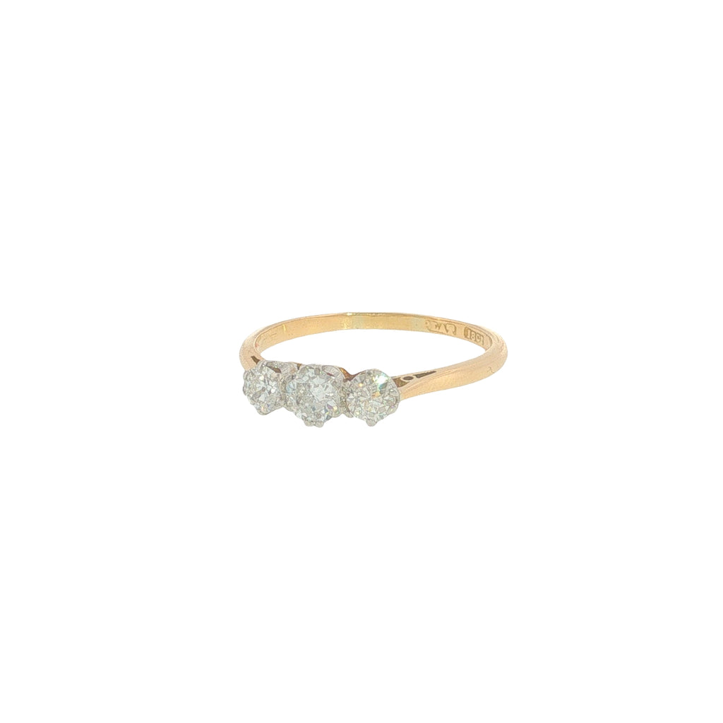 Pre-Loved Vintage 18ct Gold & Platinum Diamond Trilogy Ring – Circa 1940