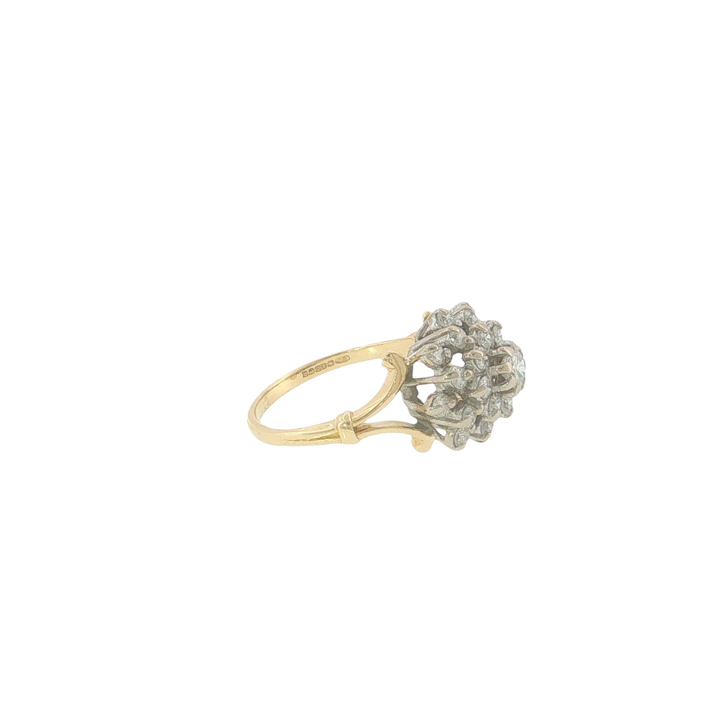Pre-loved 18ct Yellow Gold Diamond Cluster Ring – 0.50ct – London 1990