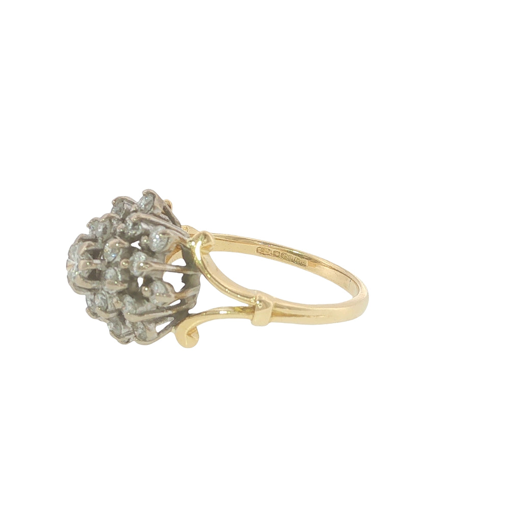 Pre-loved 18ct Yellow Gold Diamond Cluster Ring – 0.50ct – London 1990