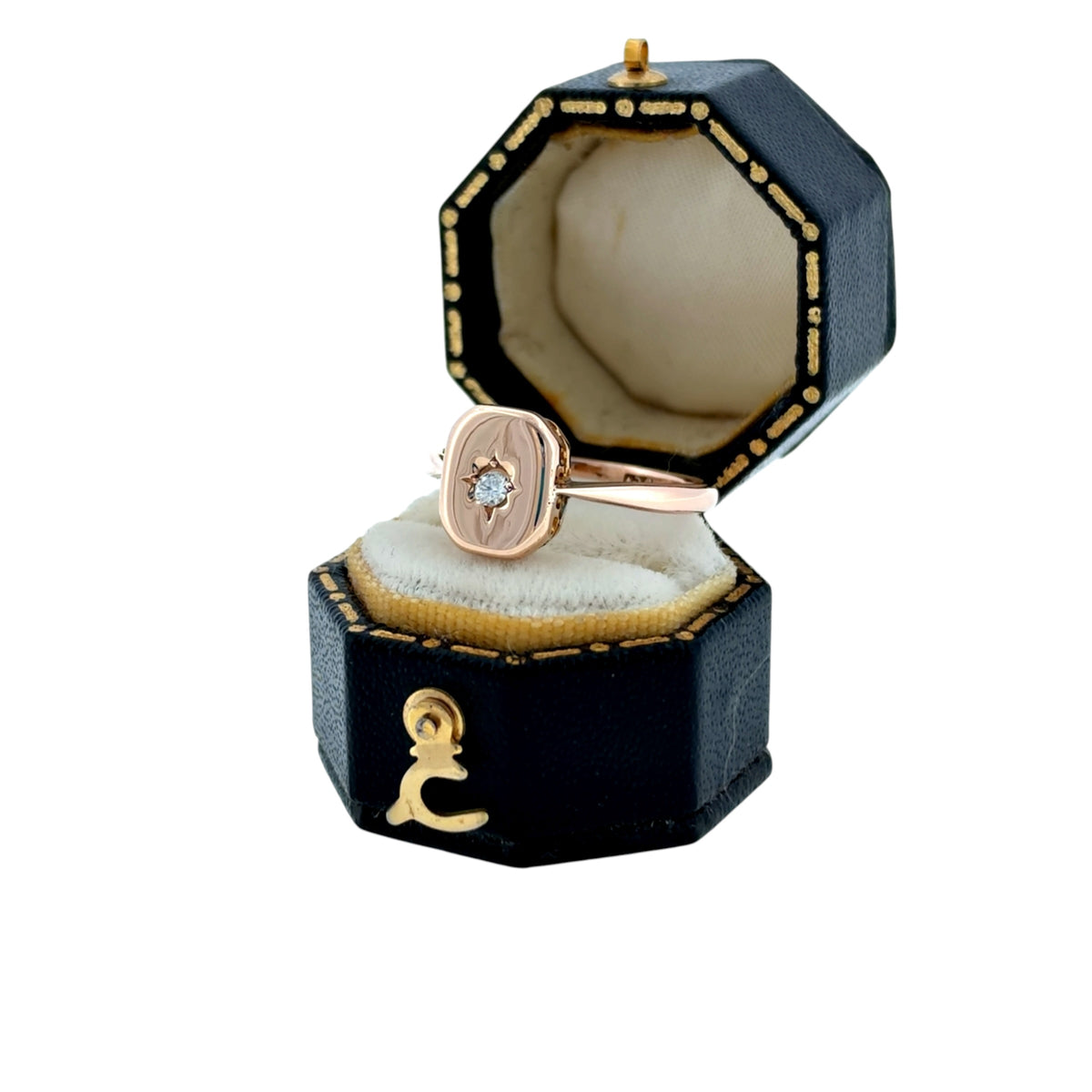 Pre-Loved Vintage 9ct Rose Gold & Diamond Signet Ring – Pre-1932