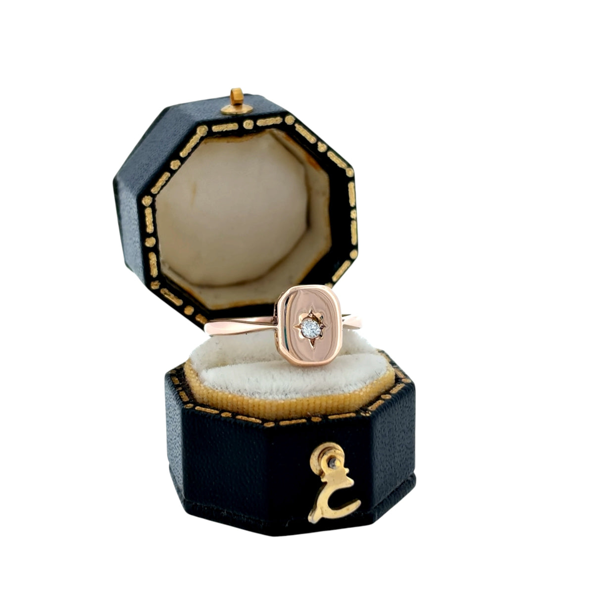 Pre-Loved Vintage 9ct Rose Gold & Diamond Signet Ring – Pre-1932