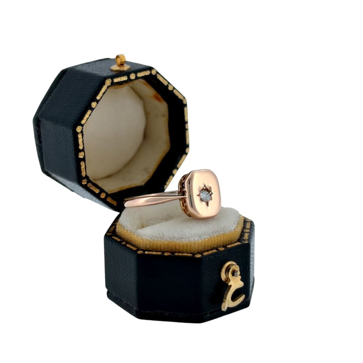 Pre-Loved Vintage 9ct Rose Gold & Diamond Signet Ring – Pre-1932