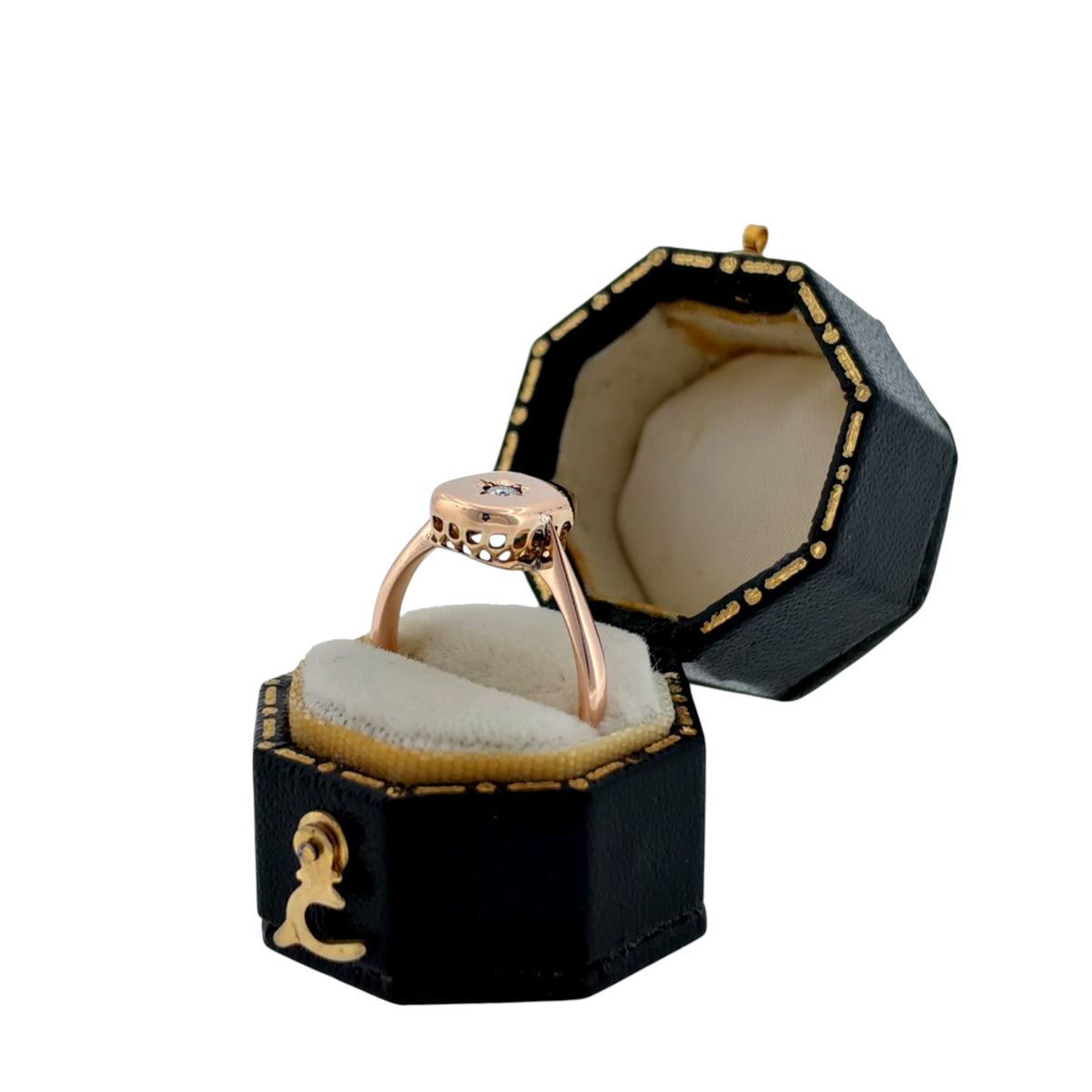 Pre-Loved Vintage 9ct Rose Gold & Diamond Signet Ring – Pre-1932