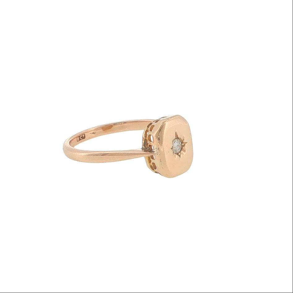 Pre-Loved Vintage 9ct Rose Gold & Diamond Signet Ring – Pre-1932