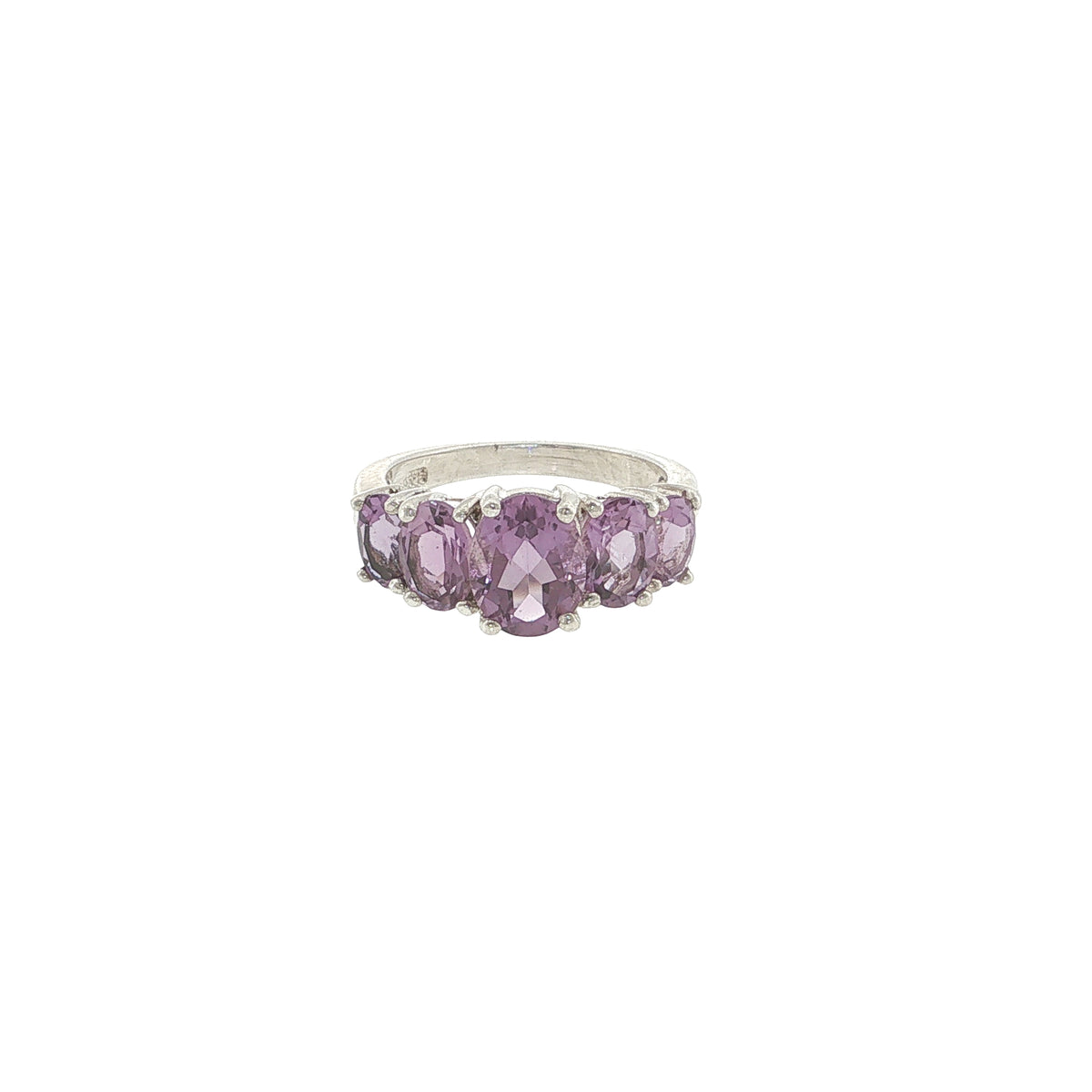 Pre-Loved Sterling Silver Five Stone Amethyst Ring