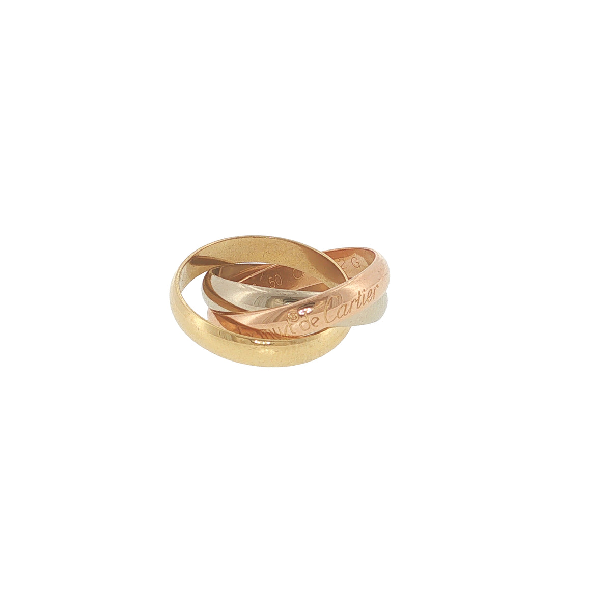 Pre-Loved Cartier 18ct Yellow, White & Rose Gold Les Must de Cartier Trinity Ring – Size J