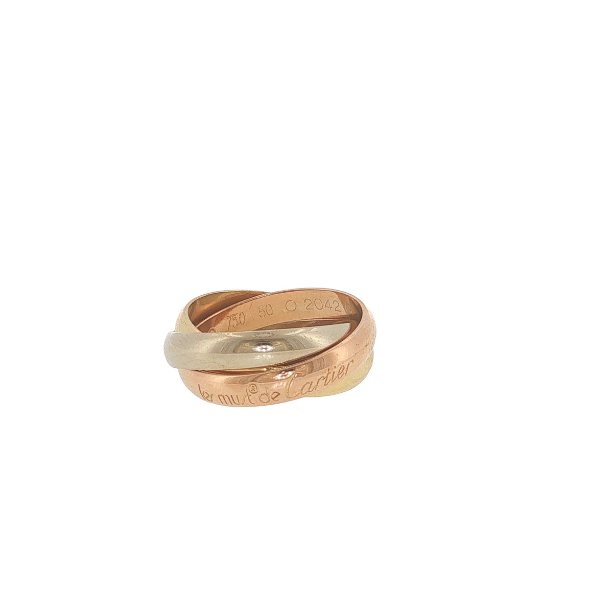 Pre-Loved Cartier 18ct Yellow, White & Rose Gold Les Must de Cartier Trinity Ring – Size J