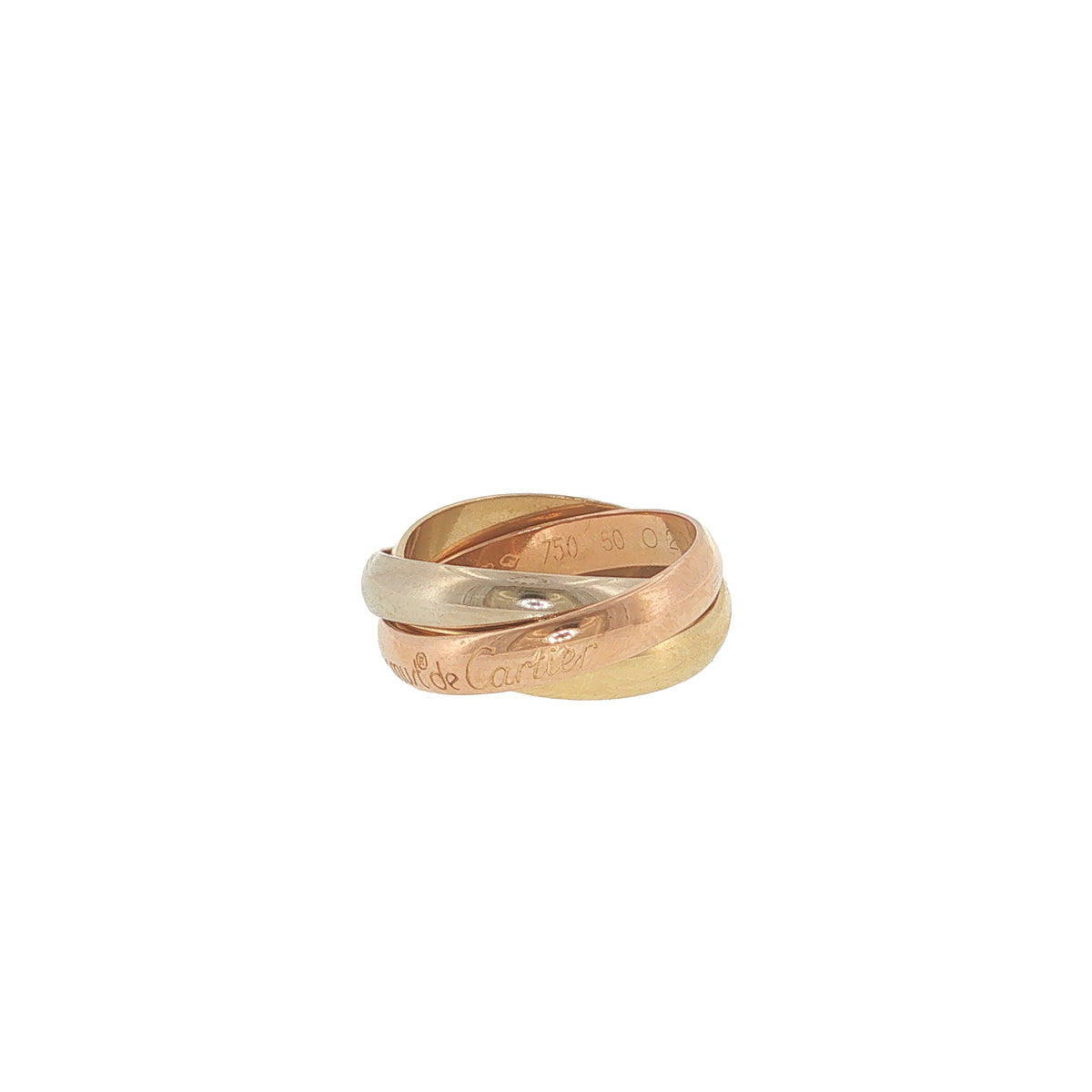 Pre-Loved Cartier 18ct Yellow, White & Rose Gold Les Must de Cartier Trinity Ring – Size J