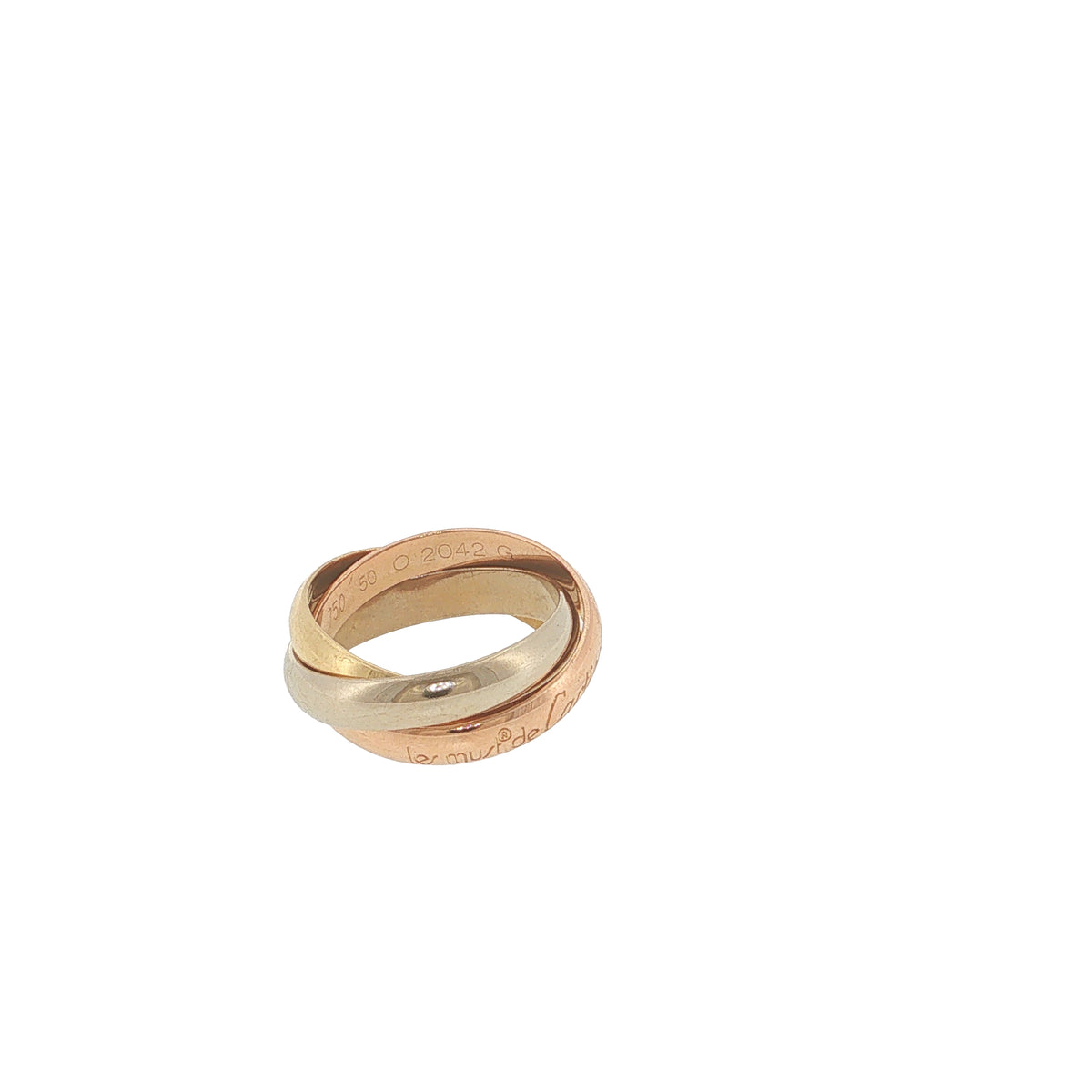 Pre-Loved Cartier 18ct Yellow, White & Rose Gold Les Must de Cartier Trinity Ring – Size J