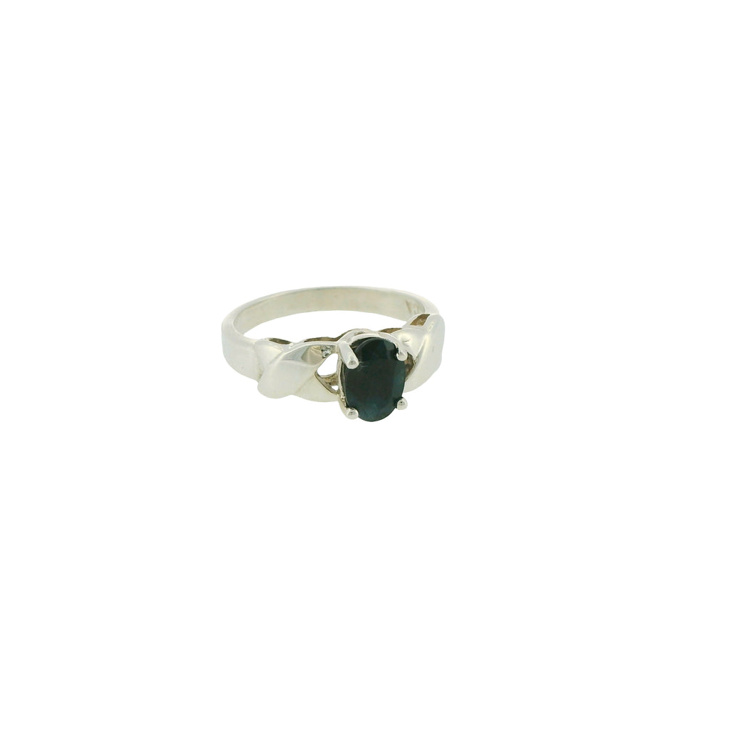 Pre-Loved Sterling Silver Oval Sapphire Solitaire Ring – Size L½
