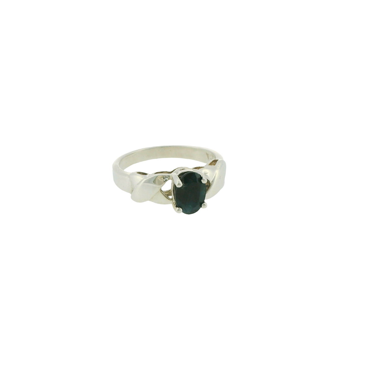 Pre-Loved Sterling Silver Oval Sapphire Solitaire Ring – Size L½