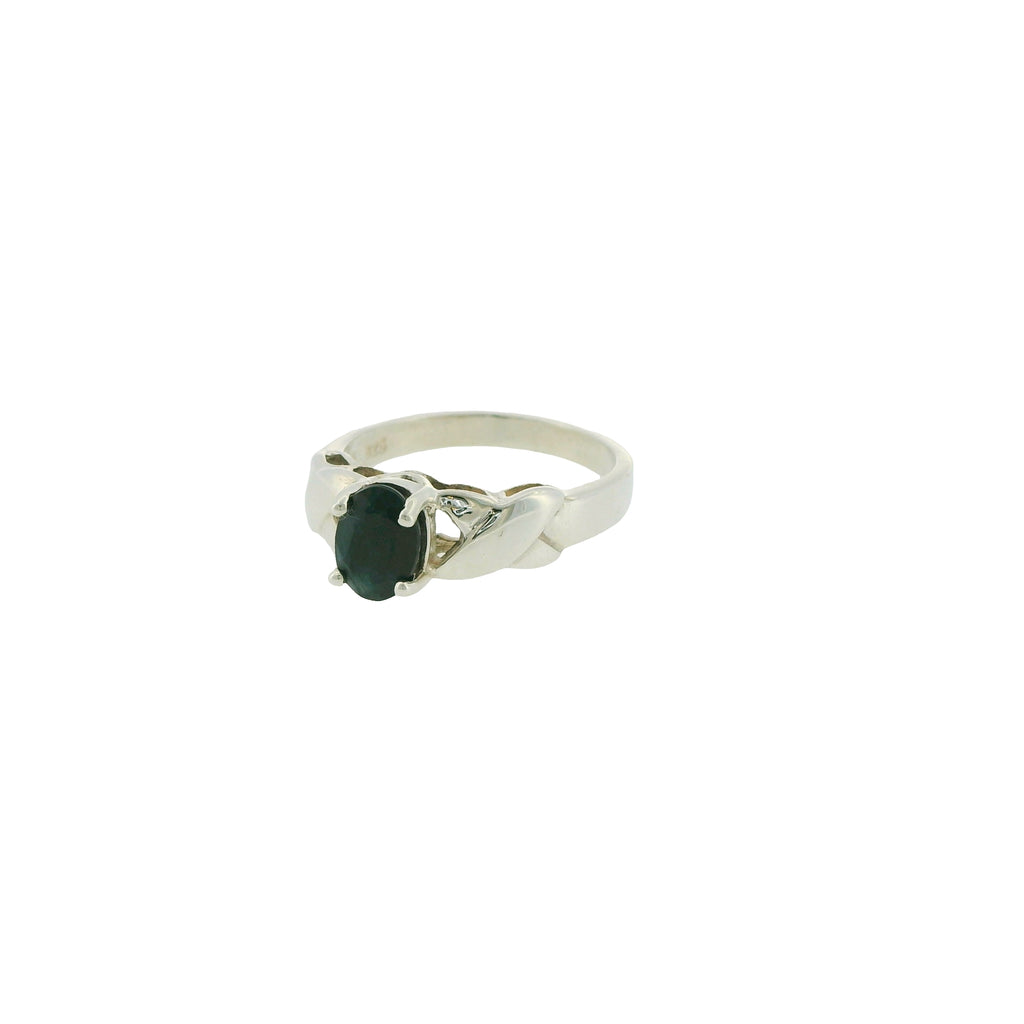 Pre-Loved Sterling Silver Oval Sapphire Solitaire Ring – Size L½