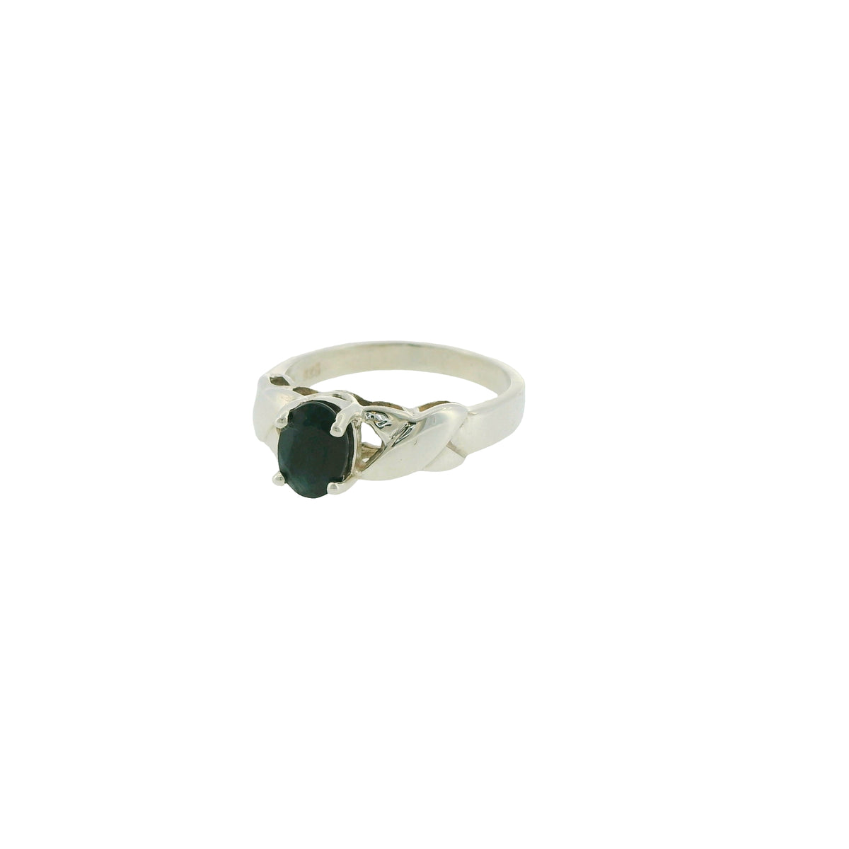 Pre-Loved Sterling Silver Oval Sapphire Solitaire Ring – Size L½