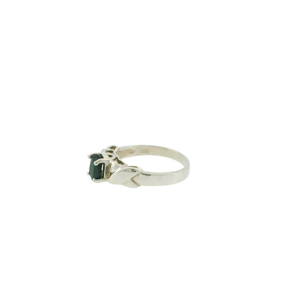 Pre-Loved Sterling Silver Oval Sapphire Solitaire Ring – Size L½