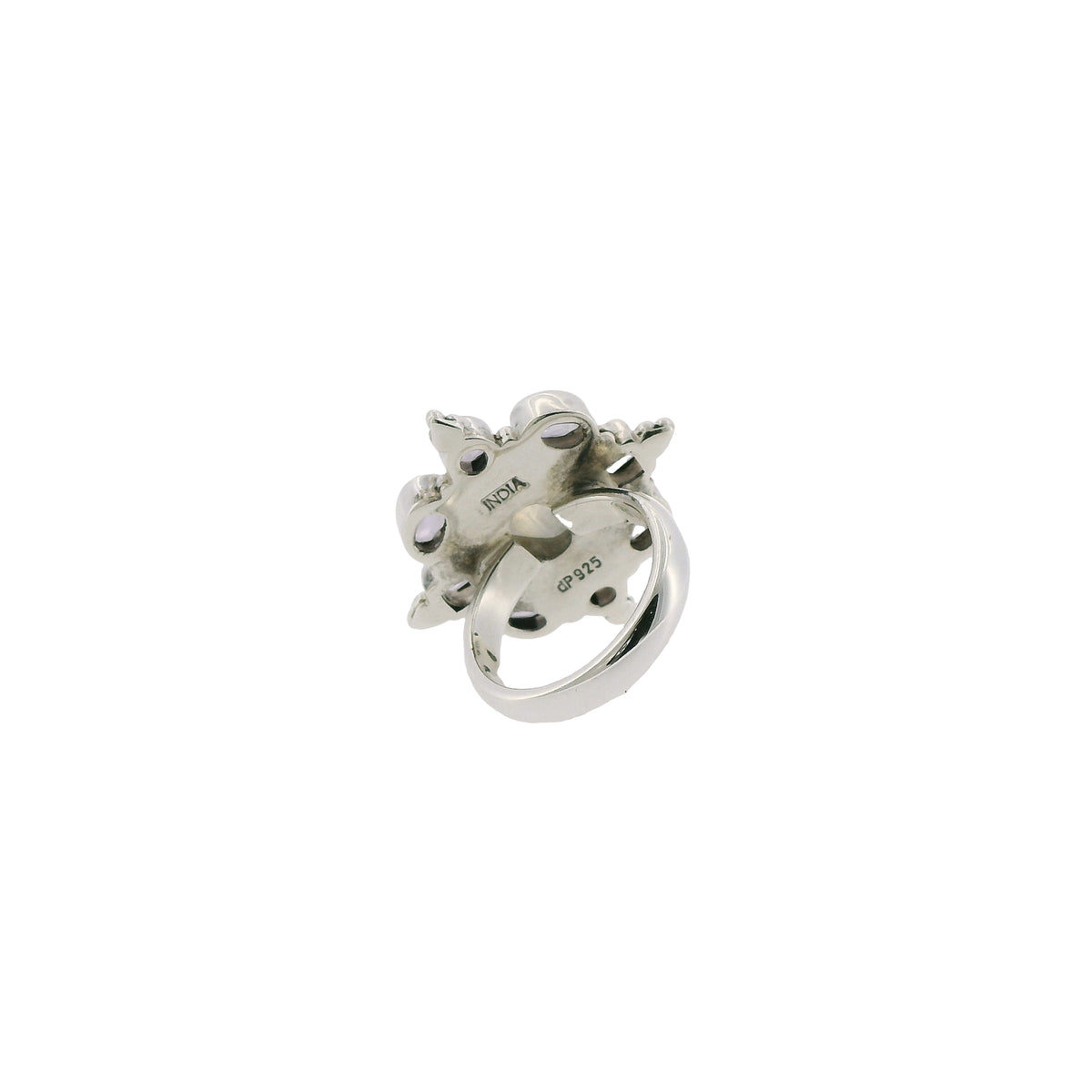 Pre-Love Silver Amethyst & Moonstone Cluster Statement Ring