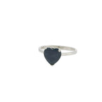 Pre-Loved Sterling Silver Heart Sapphire Solitaire Ring