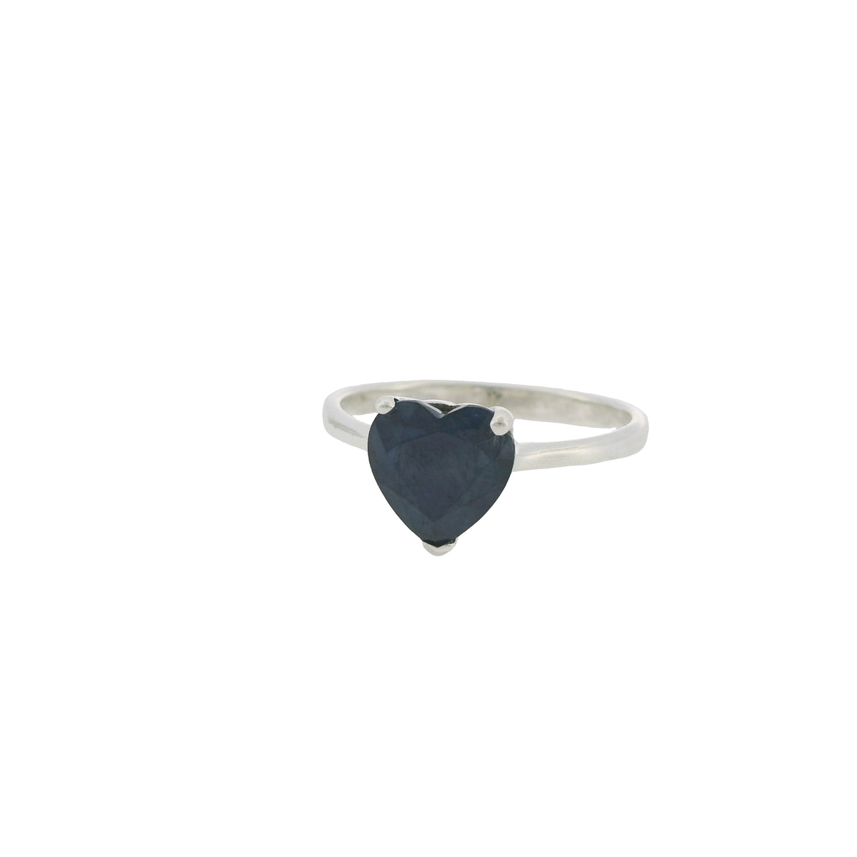 Pre-Loved Sterling Silver Heart Sapphire Solitaire Ring