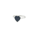 Pre-Loved Sterling Silver Heart Sapphire Solitaire Ring