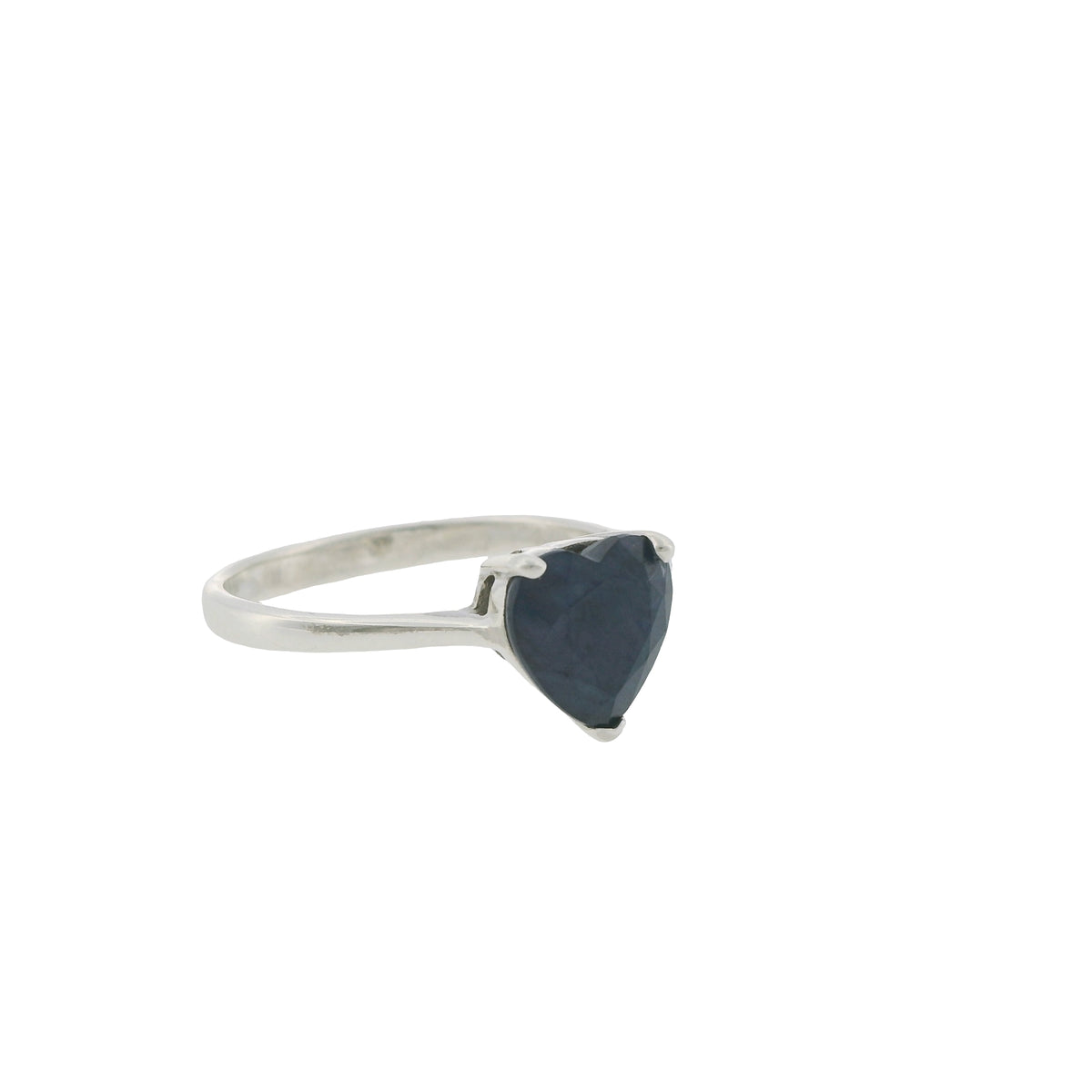 Pre-Loved Sterling Silver Heart Sapphire Solitaire Ring