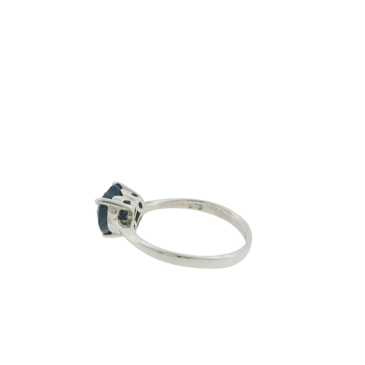 Pre-Loved Sterling Silver Heart Sapphire Solitaire Ring