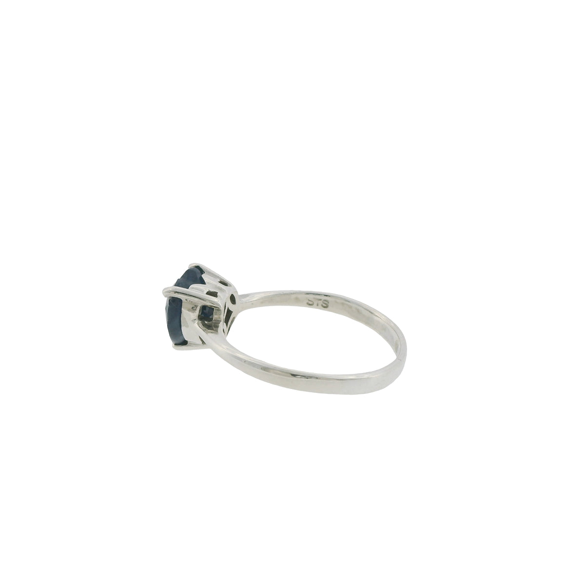 Pre-Loved Sterling Silver Heart Sapphire Solitaire Ring