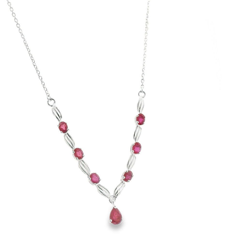 Pre-Loved Sterling Silver African Ruby Necklace