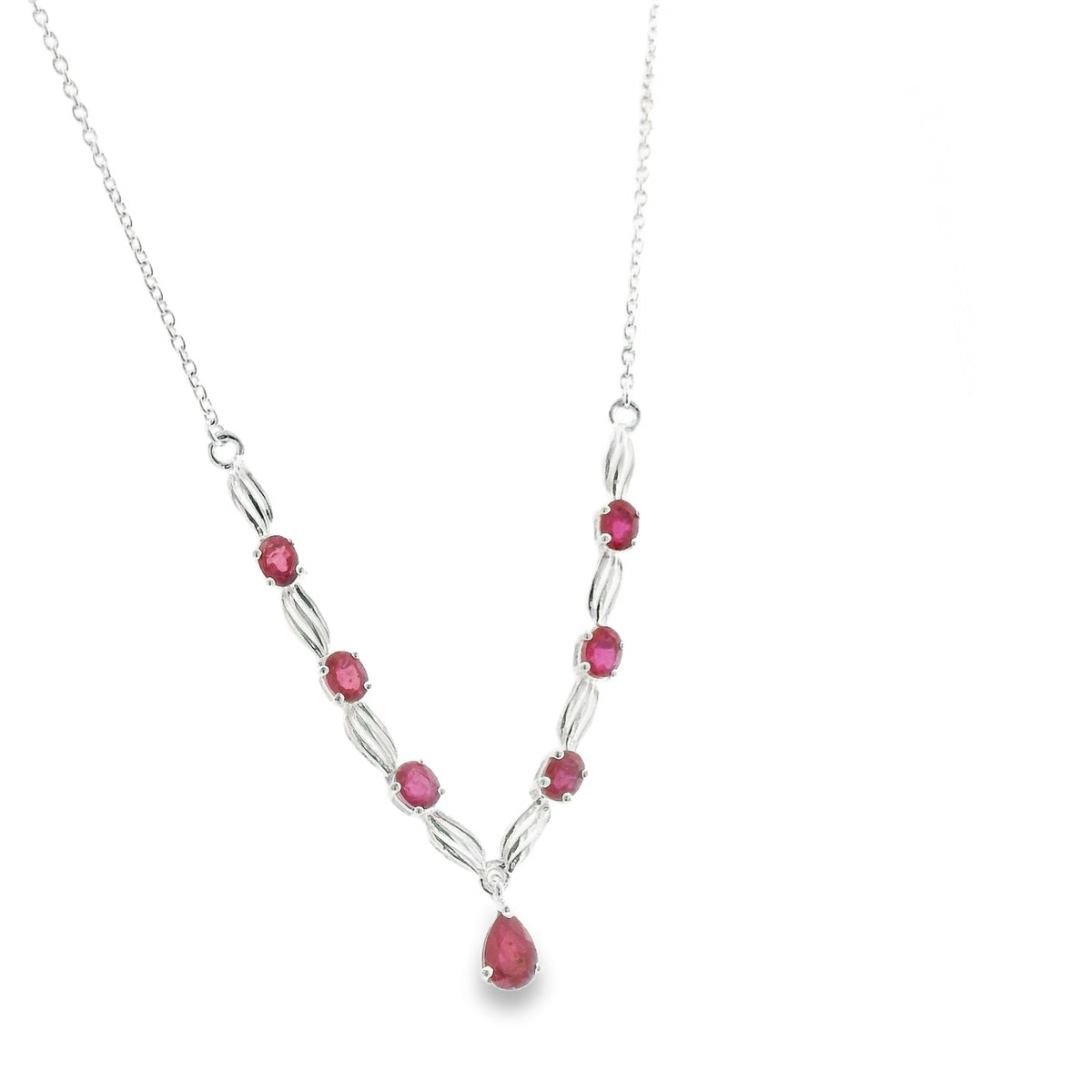 Pre-Loved Sterling Silver African Ruby Necklace