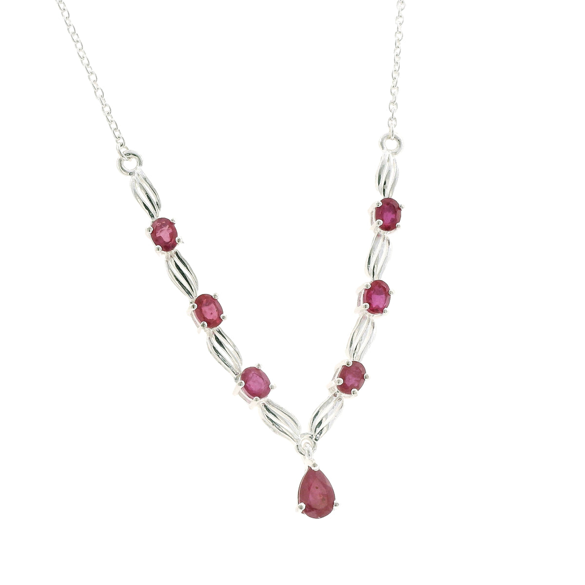 Pre-Loved Sterling Silver African Ruby Necklace