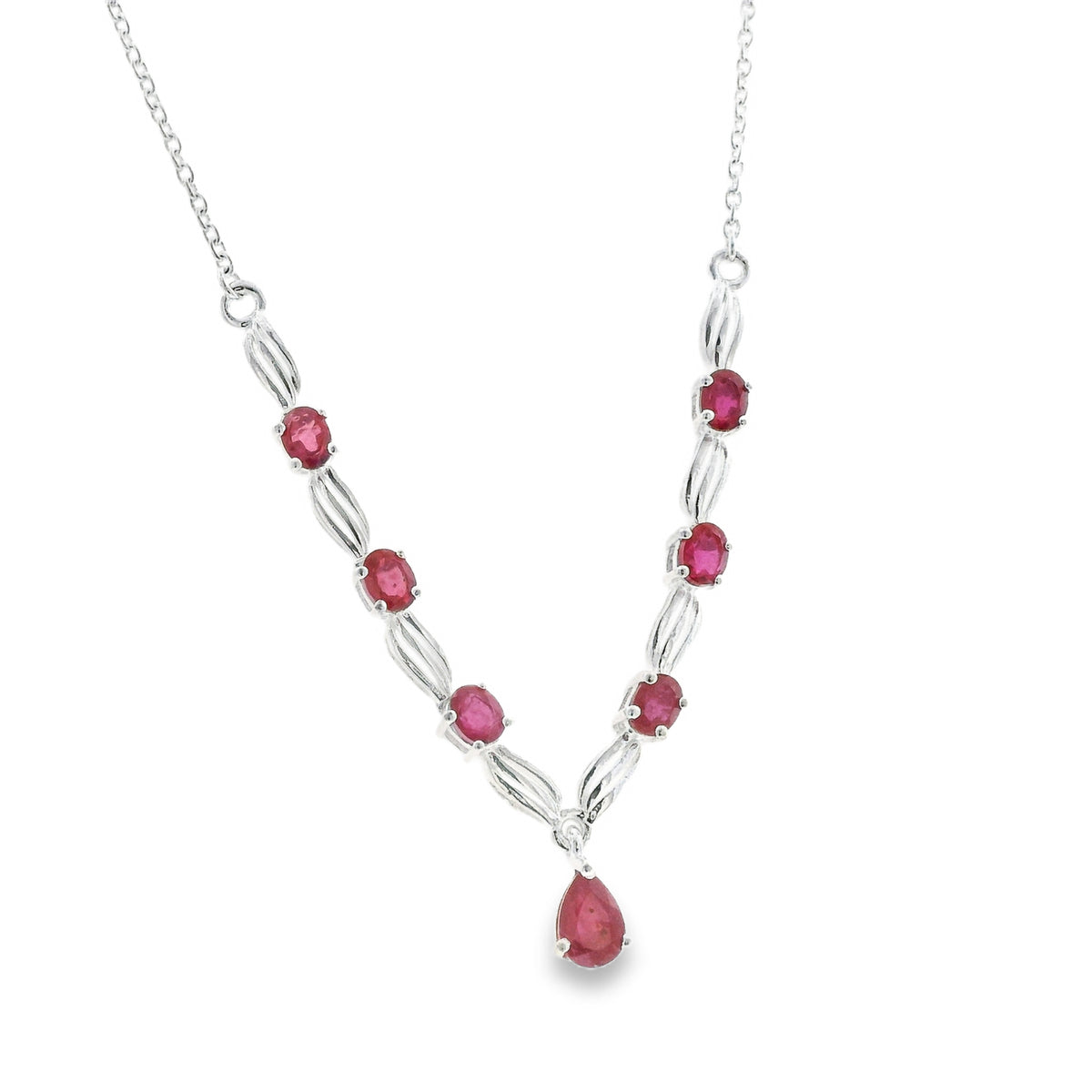 Pre-Loved Sterling Silver African Ruby Necklace