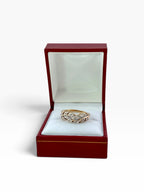 Pre-Loved 9ct Yellow Gold & Diamond Leaf Band Ring – 0.10ct