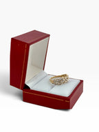 Pre-Loved 9ct Yellow Gold & Diamond Leaf Band Ring – 0.10ct