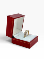 Pre-Loved 9ct Yellow Gold & Diamond Leaf Band Ring – 0.10ct