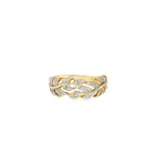 Pre-Loved 9ct Yellow Gold & Diamond Leaf Band Ring – 0.10ct