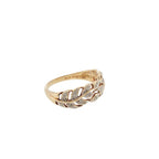 Pre-Loved 9ct Yellow Gold & Diamond Leaf Band Ring – 0.10ct