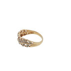 Pre-Loved 9ct Yellow Gold & Diamond Leaf Band Ring – 0.10ct