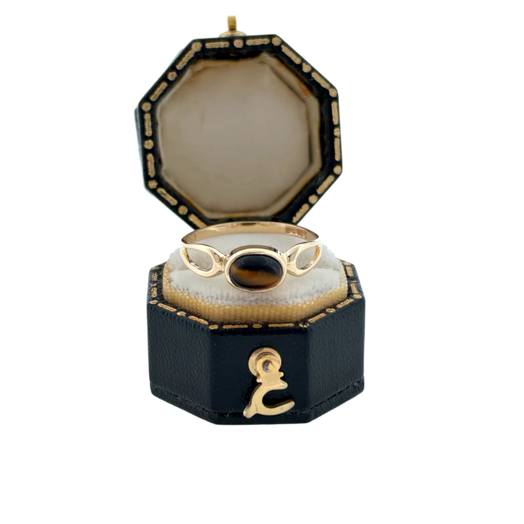 Vintage 9ct Gold Tigers Eye Ring – Sheffield 1980