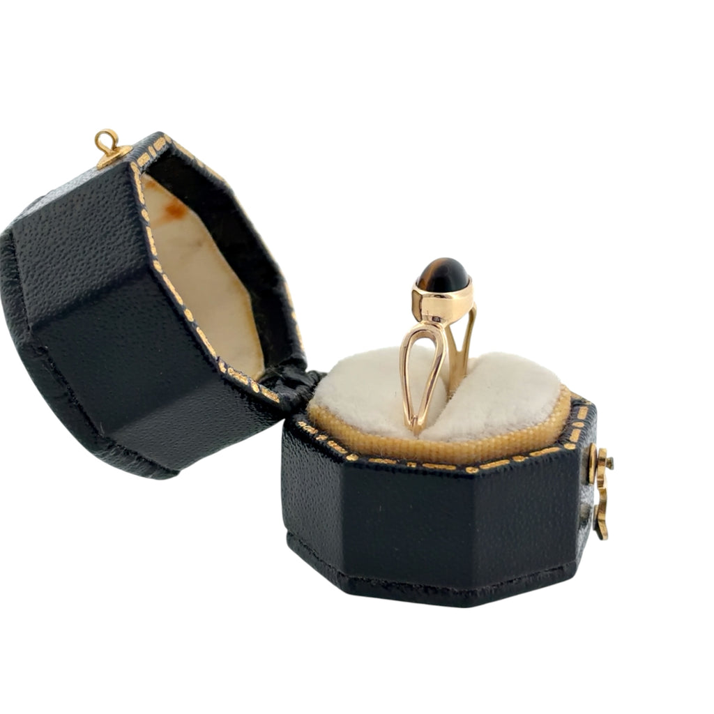 Vintage 9ct Gold Tigers Eye Ring – Sheffield 1980
