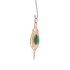 Pre-Loved Edwardian 9ct Rose Gold Turquoise & Wing Pearl Art Nouveau Pendant