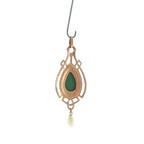 Pre-Loved Edwardian 9ct Rose Gold Turquoise & Wing Pearl Art Nouveau Pendant