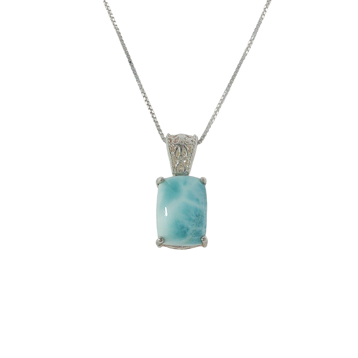 Pre-Loved Sterling Silver Larimar Pendant & 20 Inch Chain