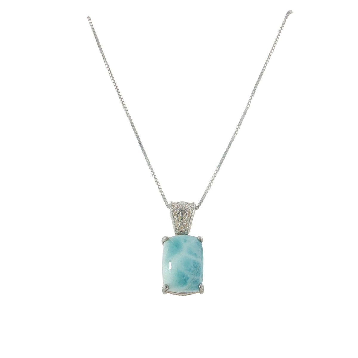 Pre-Loved Sterling Silver Larimar Pendant & 20 Inch Chain