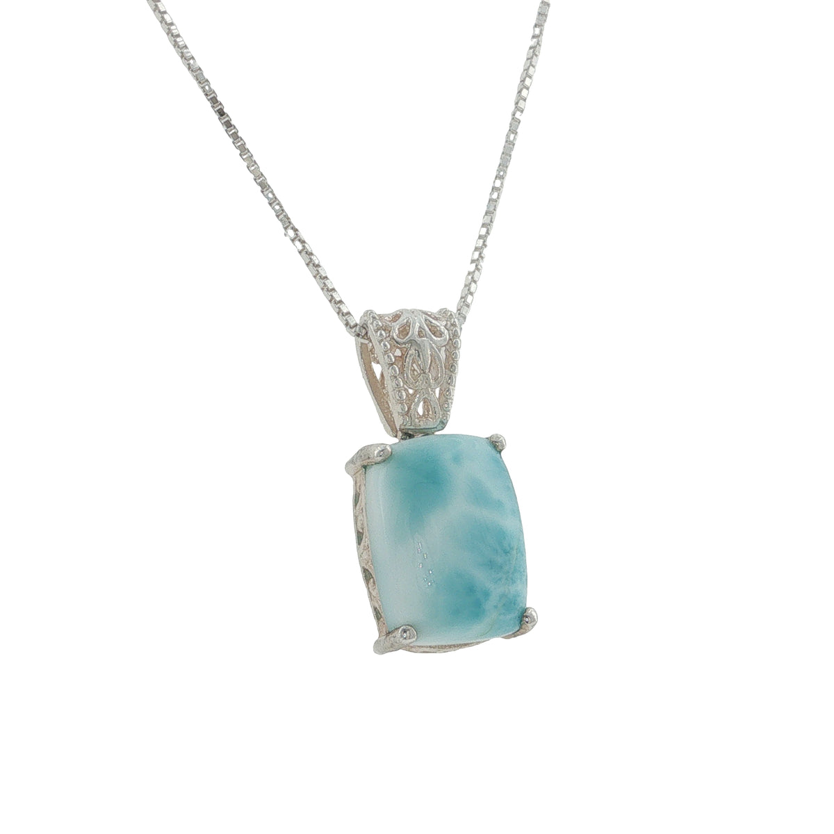 Pre-Loved Sterling Silver Larimar Pendant & 20 Inch Chain