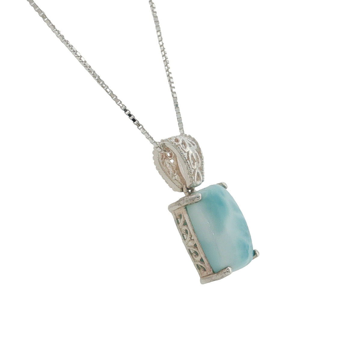 Pre-Loved Sterling Silver Larimar Pendant & 20 Inch Chain