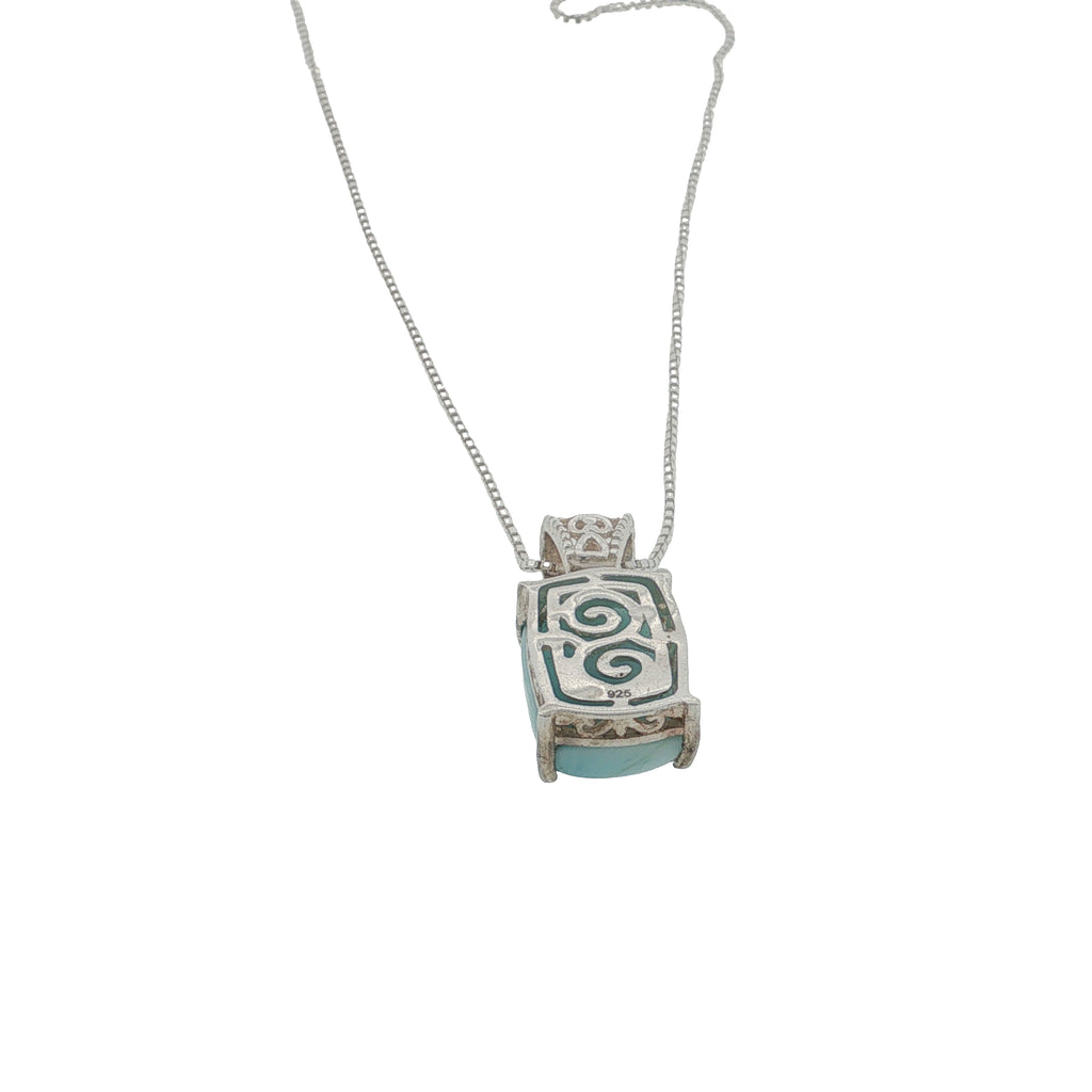 Pre-Loved Sterling Silver Larimar Pendant & 20 Inch Chain