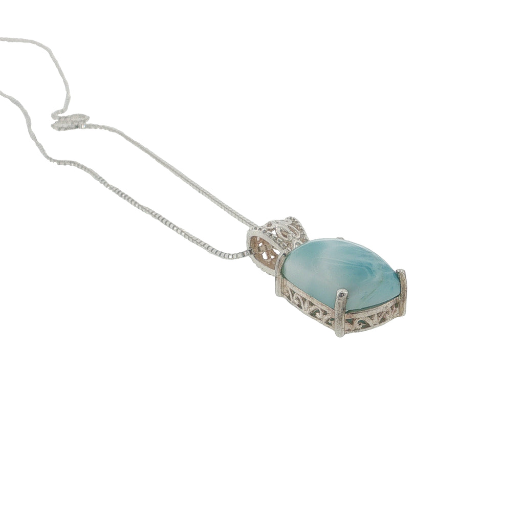 Pre-Loved Sterling Silver Larimar Pendant & 20 Inch Chain