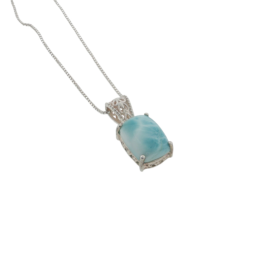 Pre-Loved Sterling Silver Larimar Pendant & 20 Inch Chain